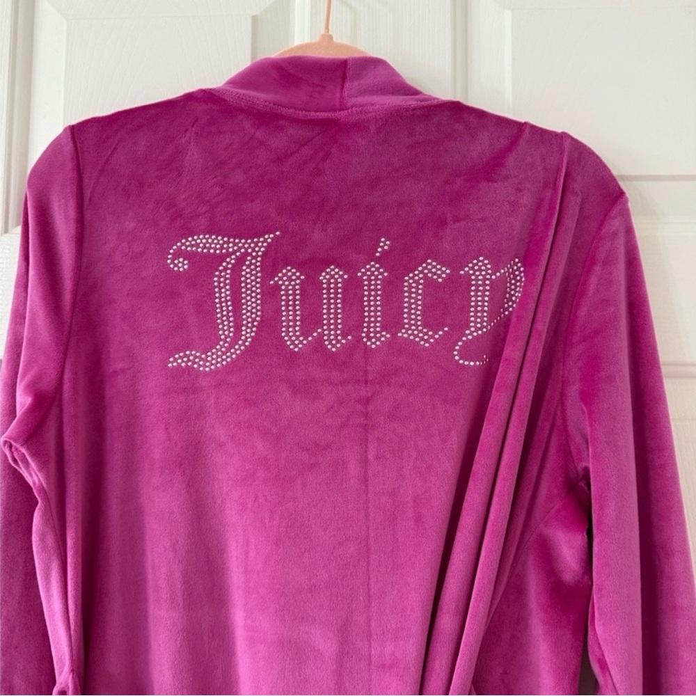 🩷Pink Velvet JUICY Robe w/ Sparkly Bling Glitter Letters size small medium